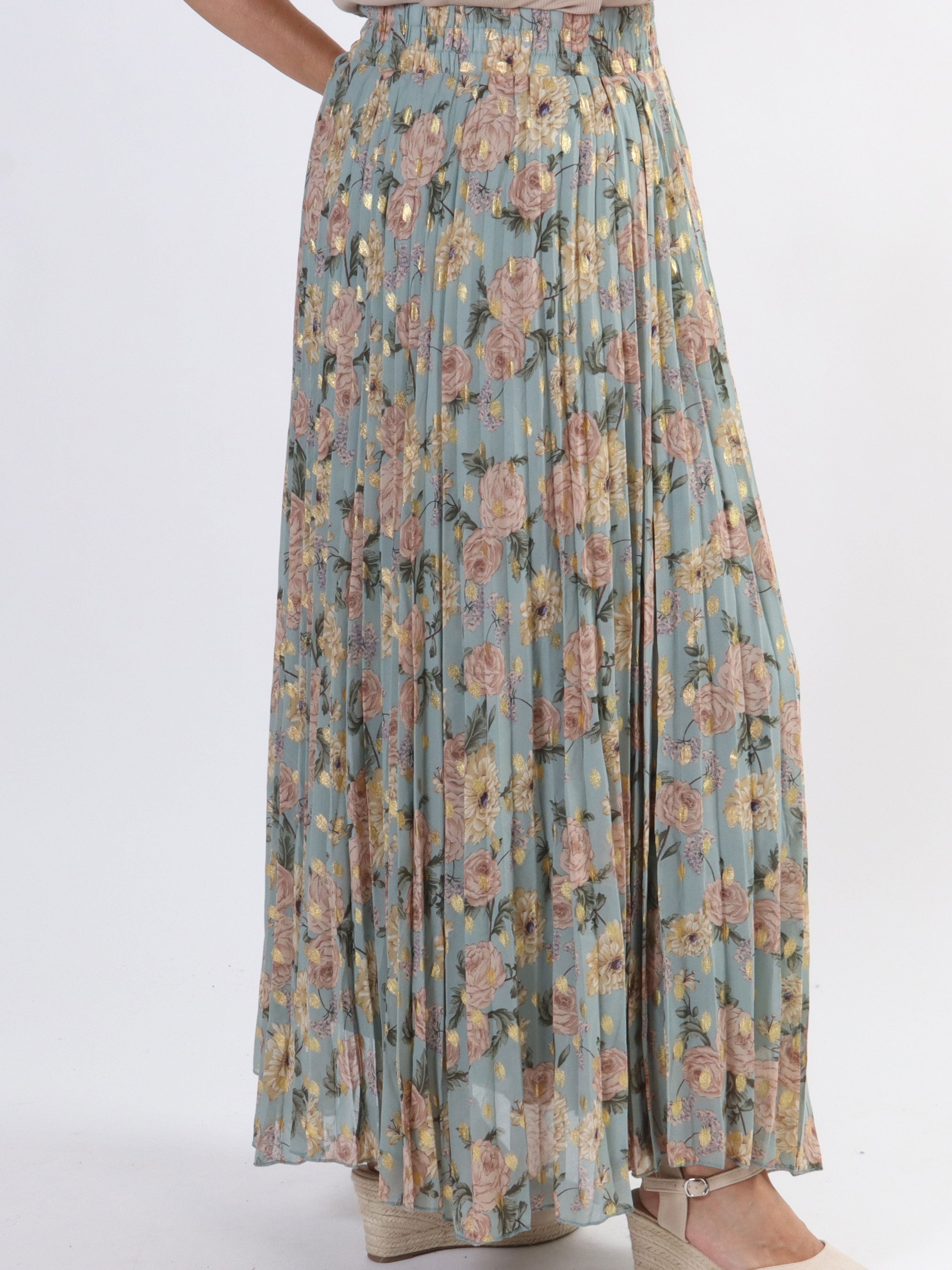 Josefine - Söt plisserad kjol med blommigt mönster